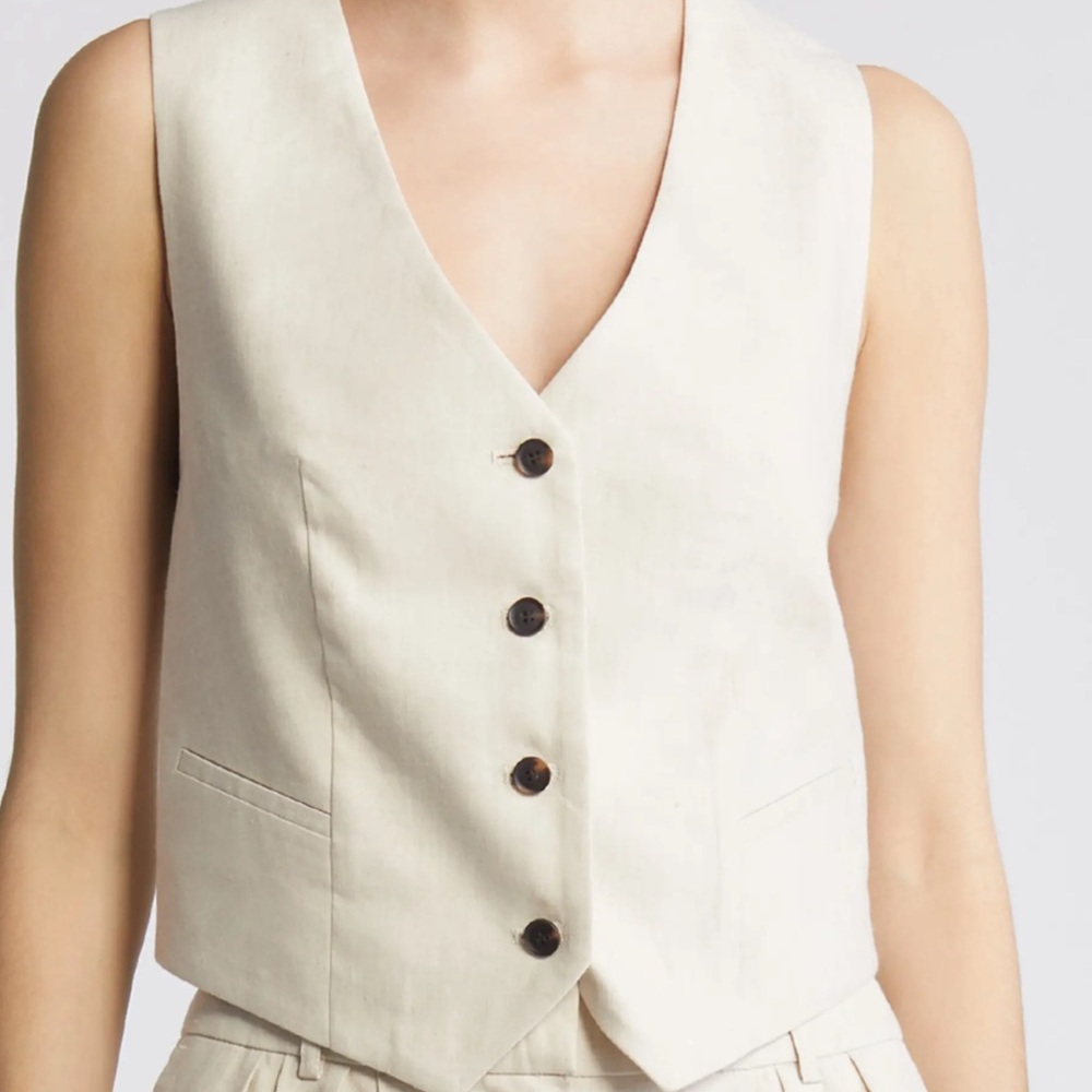 All Saints Beige Buttoned Vest